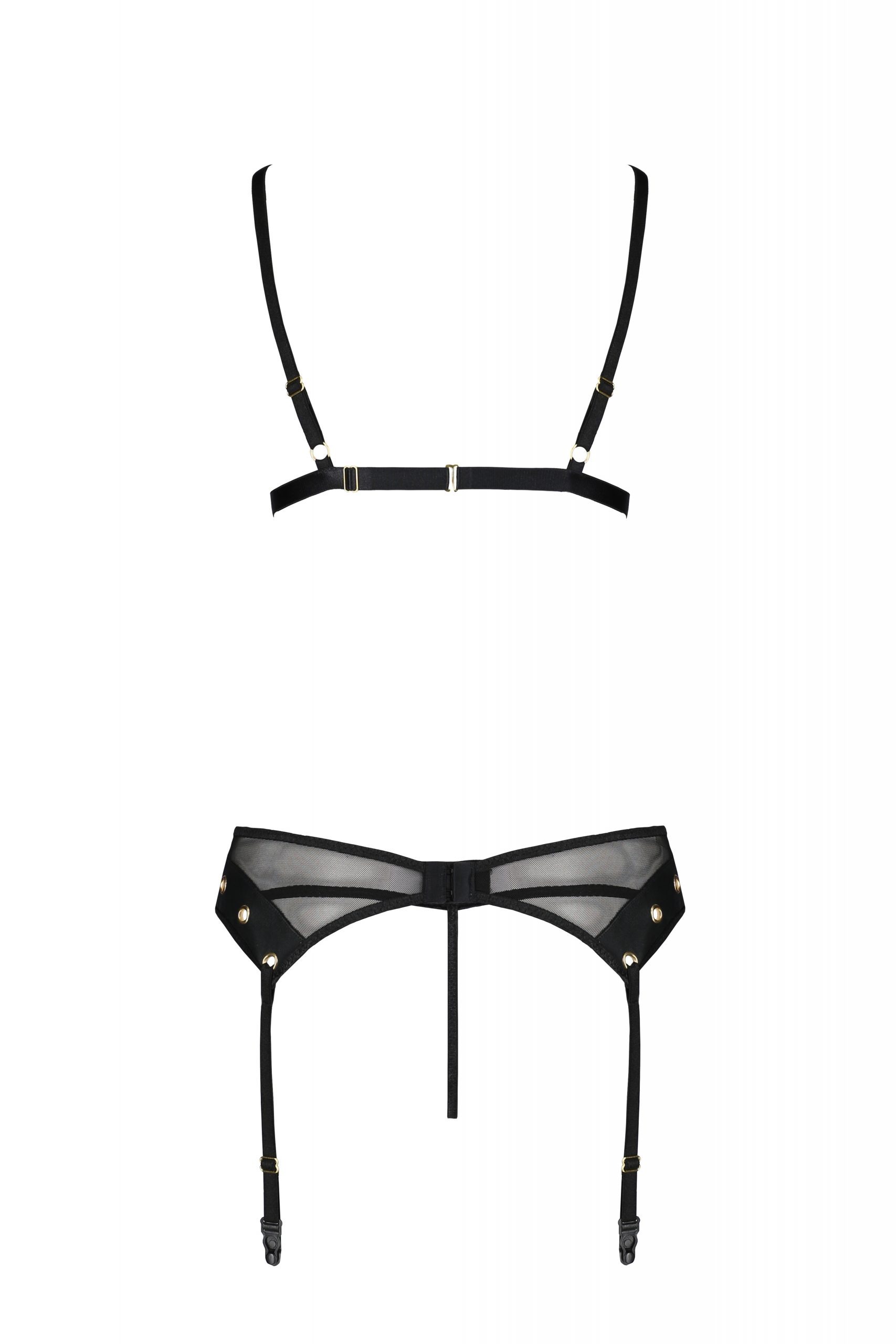Комплект белья со шнуровкой по лифу и поясом для чулок NESSY SET black S/M - Passion