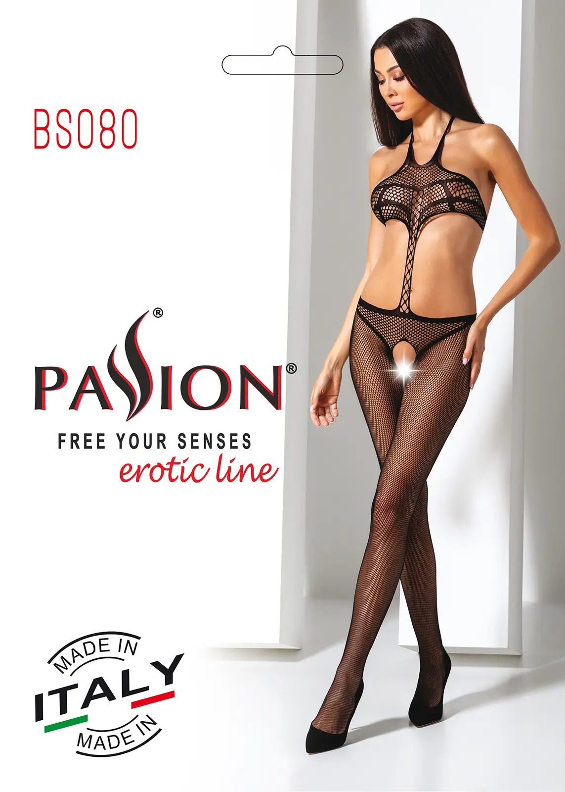 Комбінезон у сіточку з відкритим доступом Passion BS080 чорний, One Size