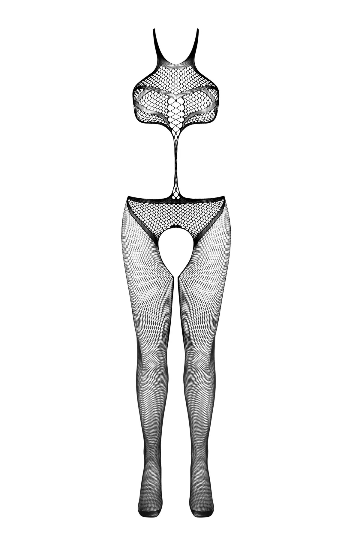 Комбінезон у сіточку з відкритим доступом Passion BS080 чорний, One Size