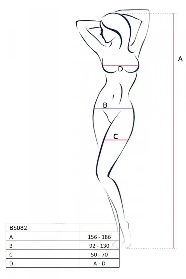 Бодістокінг з відкритим доступом та візерунком з боків Passion BS082 чорний, One Size