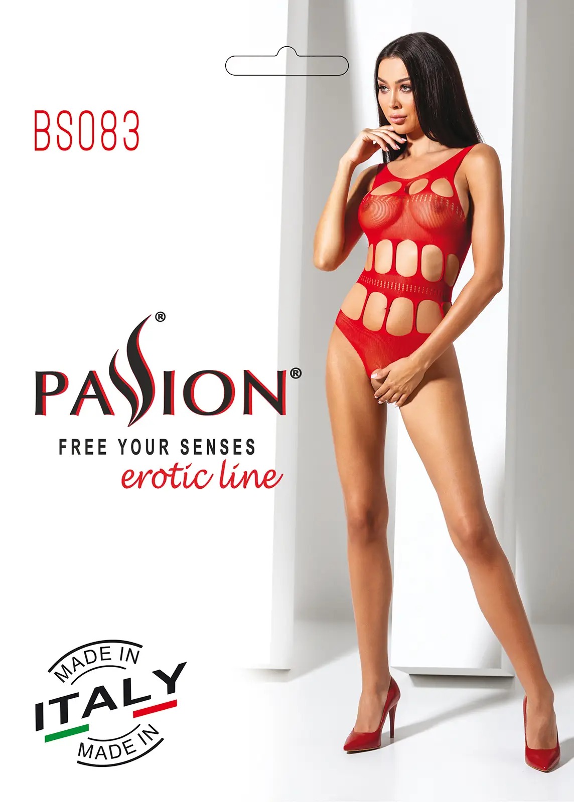 Боді з вирізами та відкритим доступом Passion BS083 red