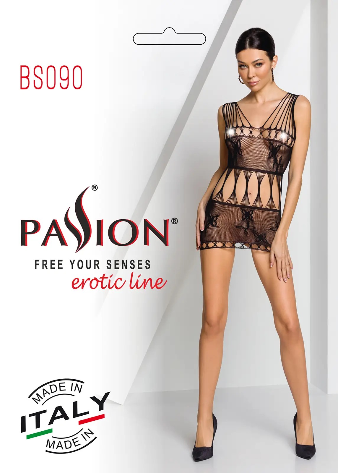 Сукня сітка з декоративними метеликами Passion BS090 чорна, One Size