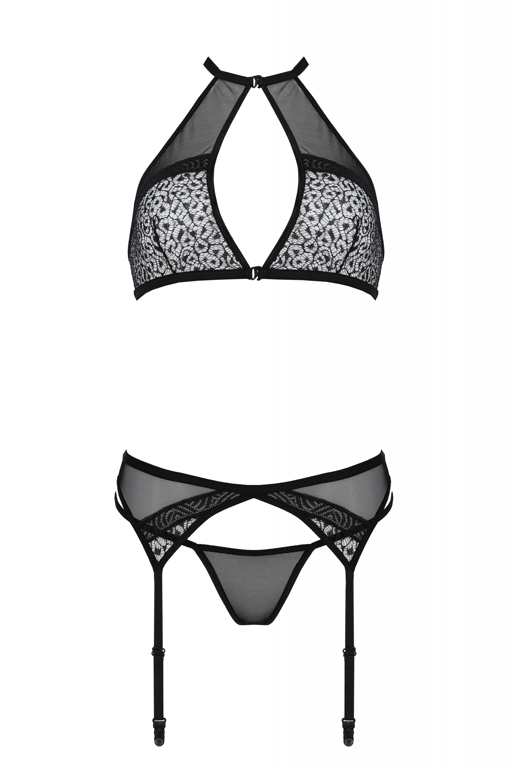 Комплект белья с поясом для чулков SATARA SET black S/M - Passion