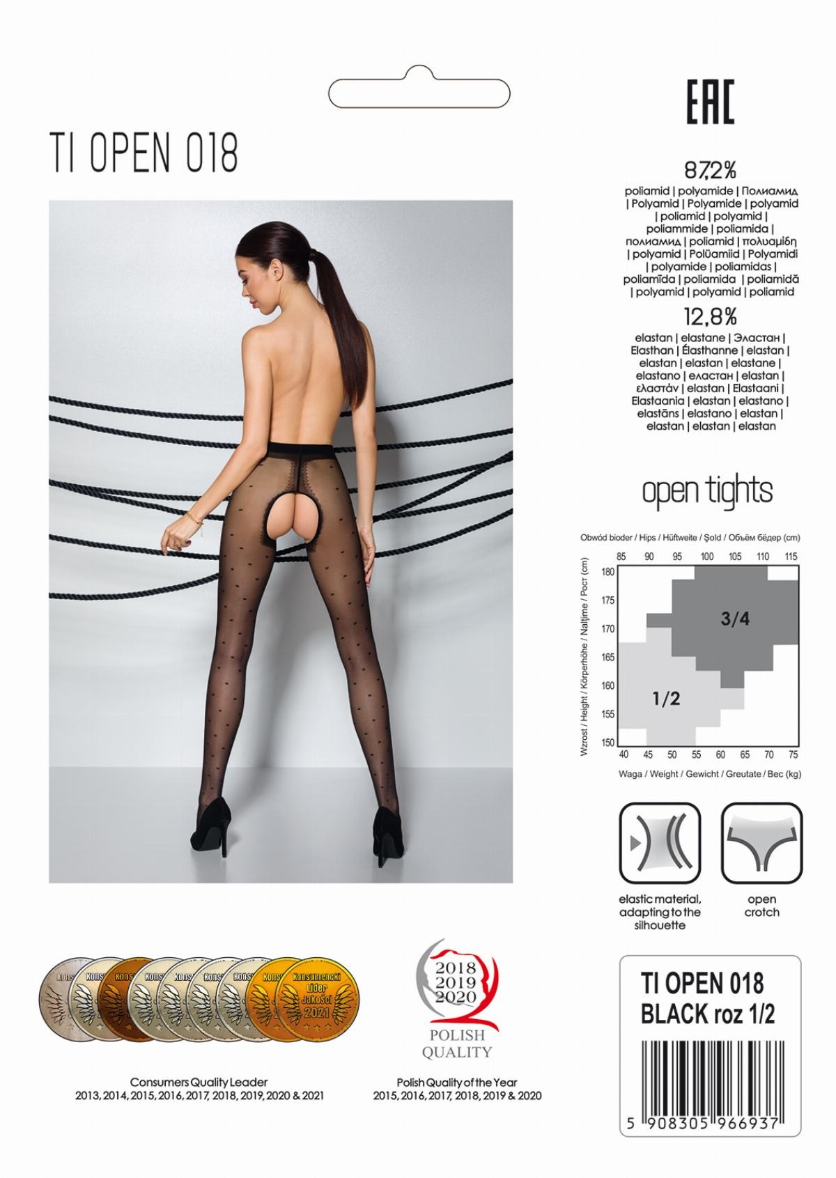 Колготки в горошок з відкритим доступом Passion TIOPEN 018 розмір 1/2 (20 den) чорні