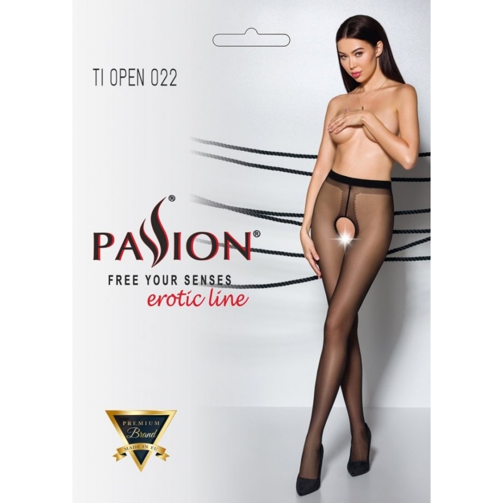 Колготки с открытым доступом TIOPEN 022 black/red 1/2 (20 den) - Passion
