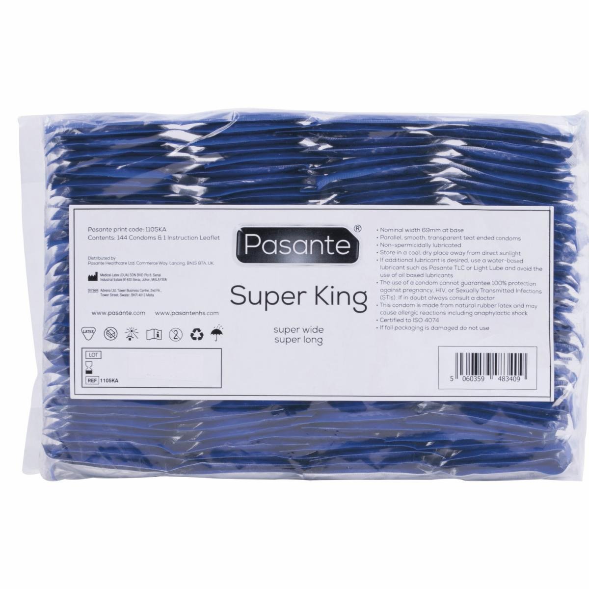 Презервативи великого розміру Pasante Super King Size латексні (ціна за упаковку, 144 шт)