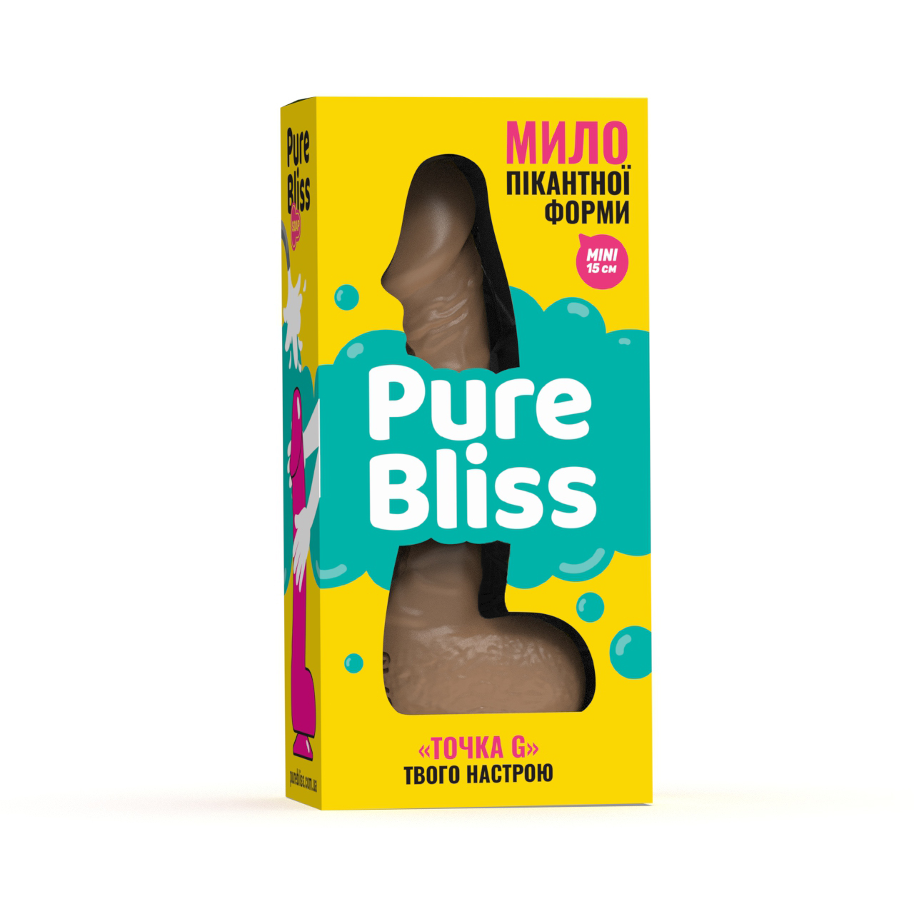 Мило член на присосці Pure Bliss MINI коричневий, 15 см