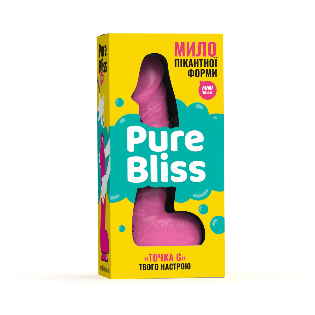 Мило член на присосці Pure Bliss MINI рожевий, 15 см