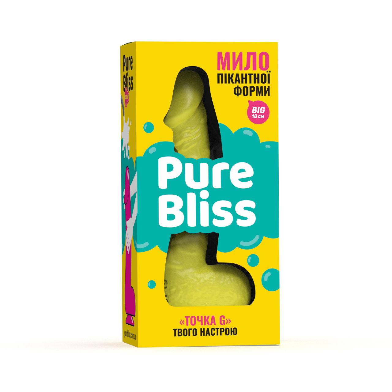 Мыло член на присоске Pure Bliss BIG желтое, 18 см