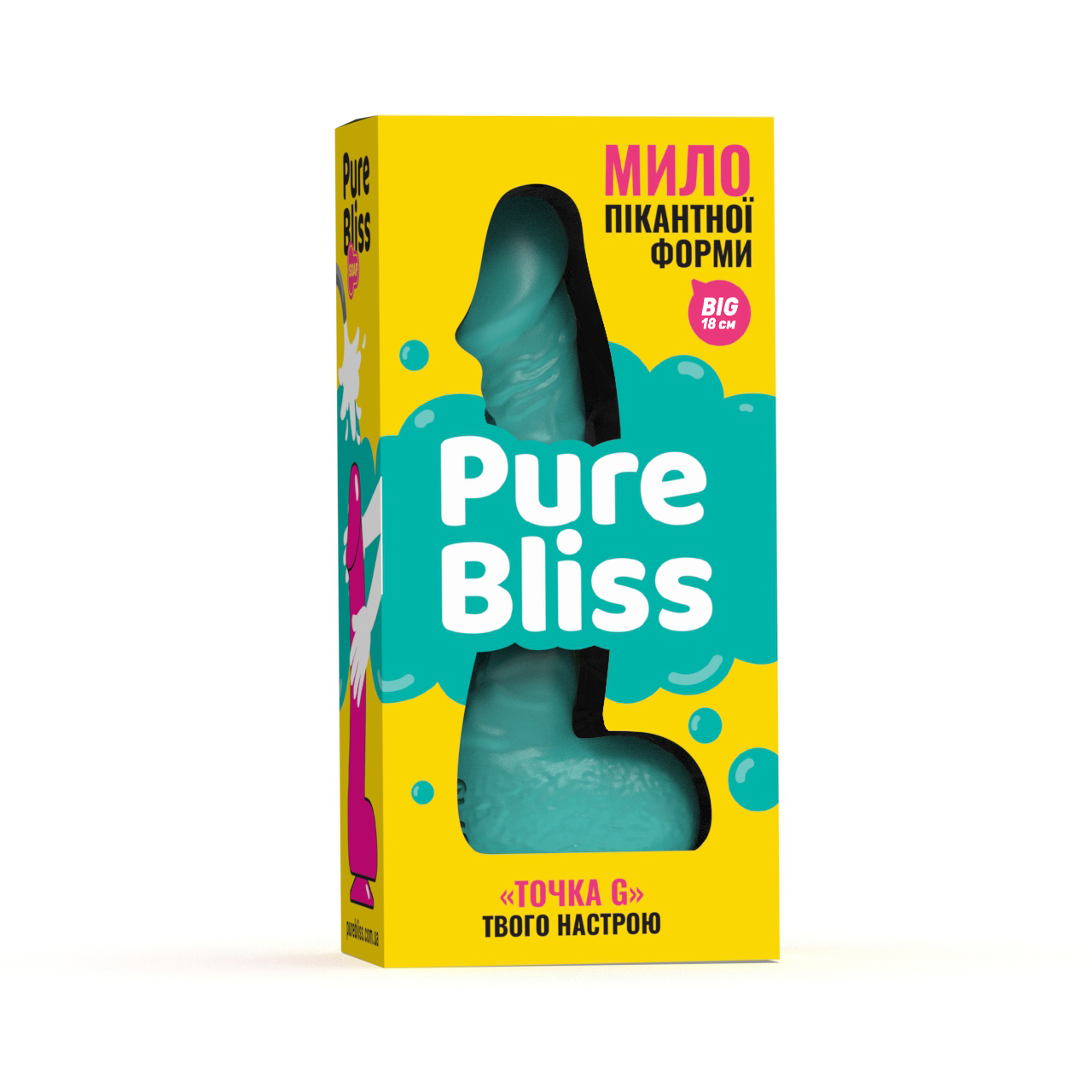 Мыло член на присоске Pure Bliss BIG бирюзовый, 18 см