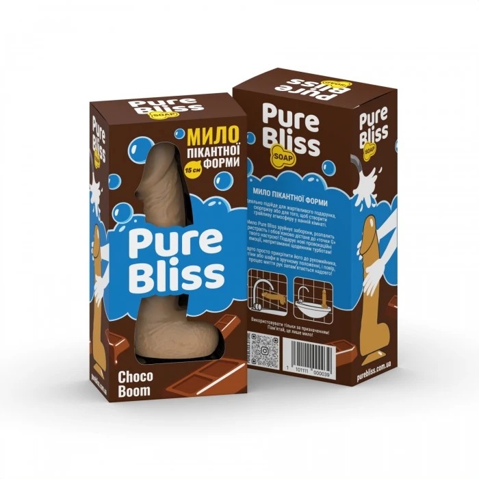 Мило у формі пеніса Pure Bliss Choco Boom з ароматом шоколаду, бежеве, 15 см