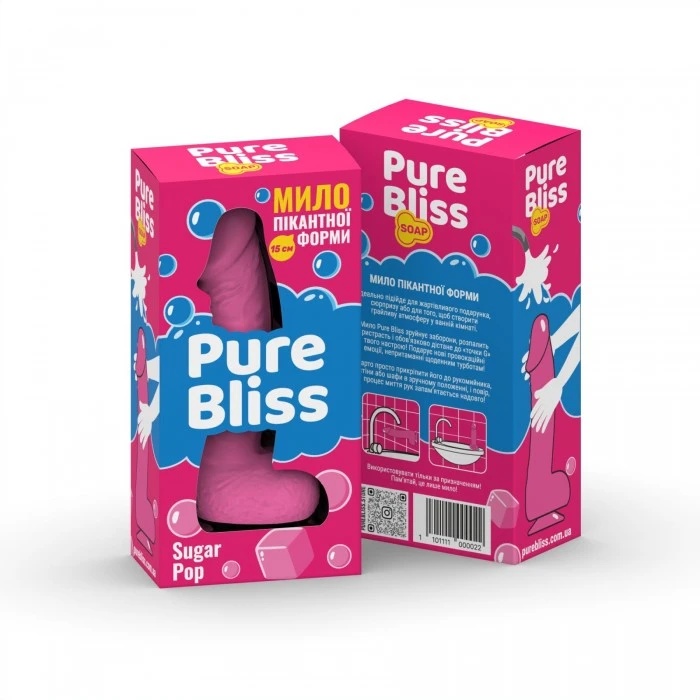 Мило у формі пеніса Pure Bliss Sugar Pop з ароматом жуйки, рожеве, 15 см