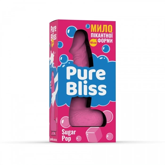 Мило у формі пеніса Pure Bliss Sugar Pop з ароматом жуйки, рожеве, 15 см