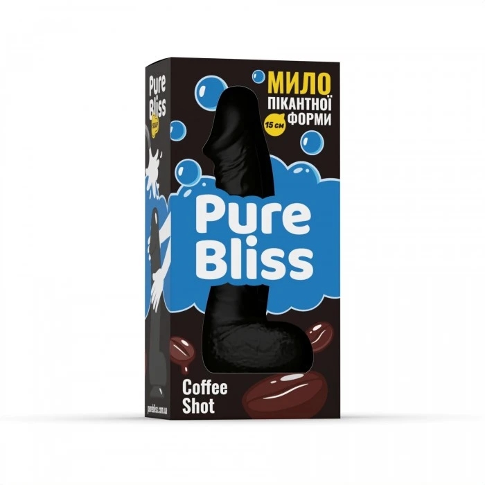 Мило у формі пеніса Pure Bliss Coffee Shot з ароматом кави, чорне, 15 см