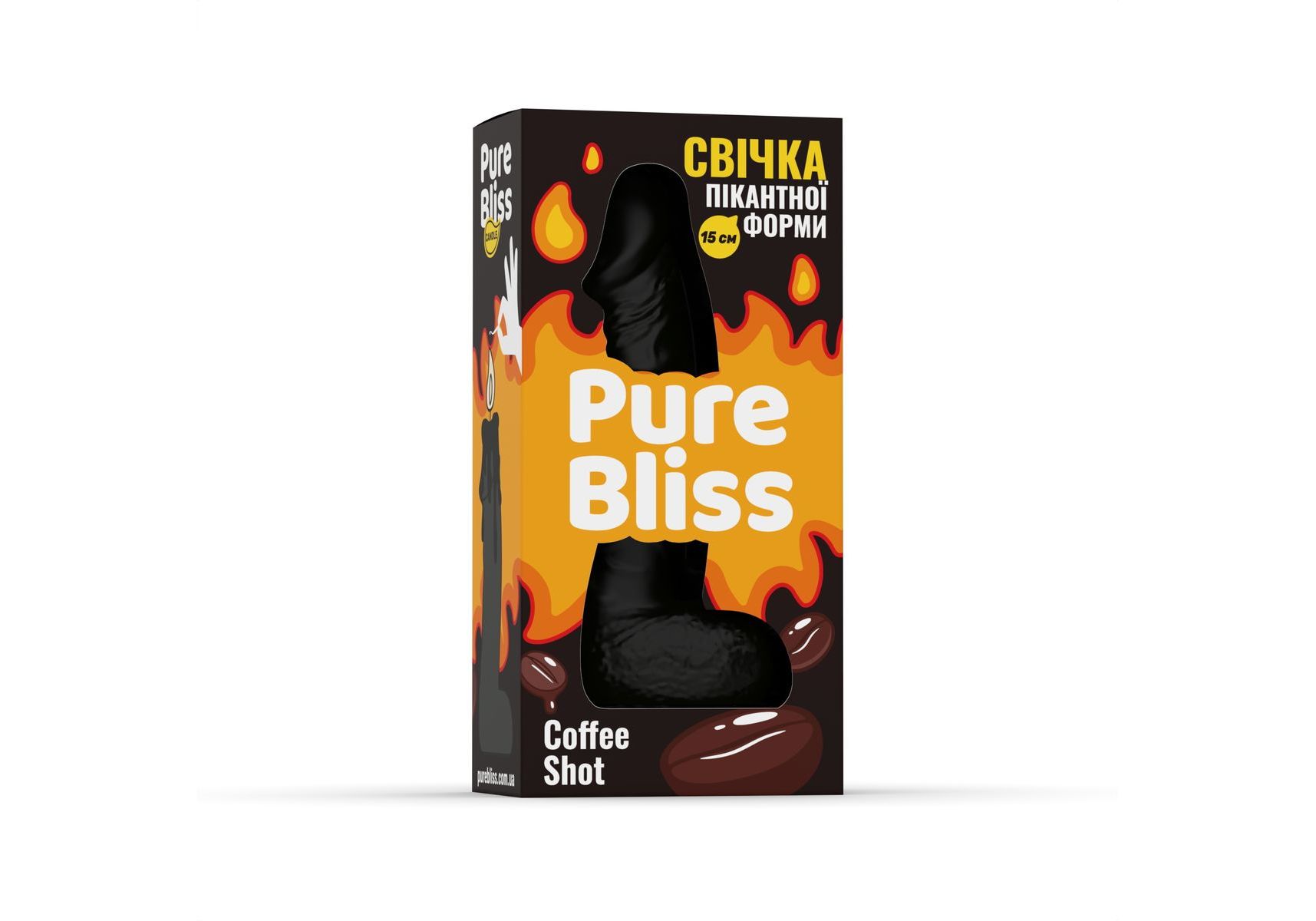 Свеча в форме фаллоса Pure Bliss Black Coffee Shot с ароматом кофе, 15 см