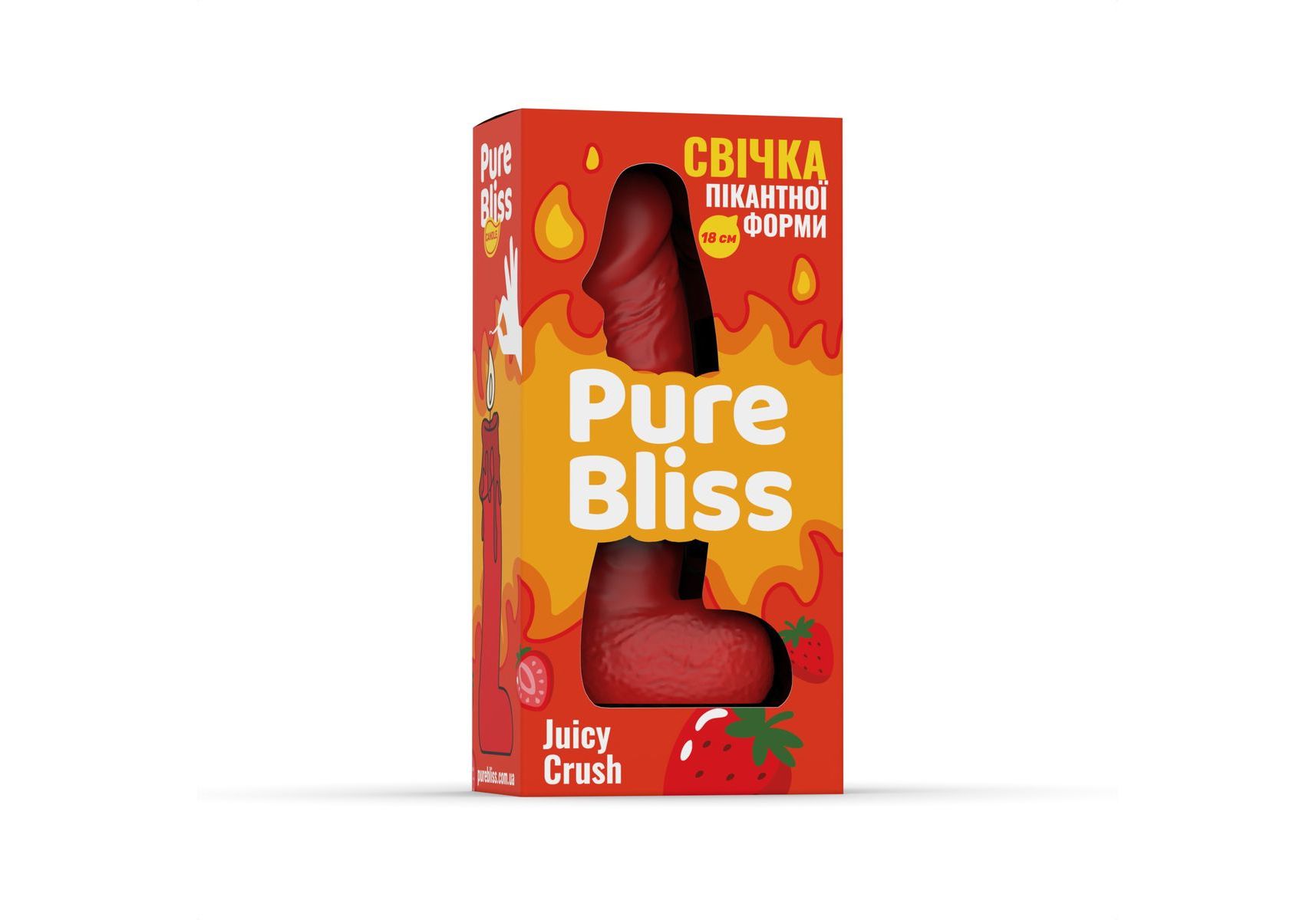 Свеча в форме фаллоса Pure Bliss Red Juicy Crush с ароматом ягод, 18 см