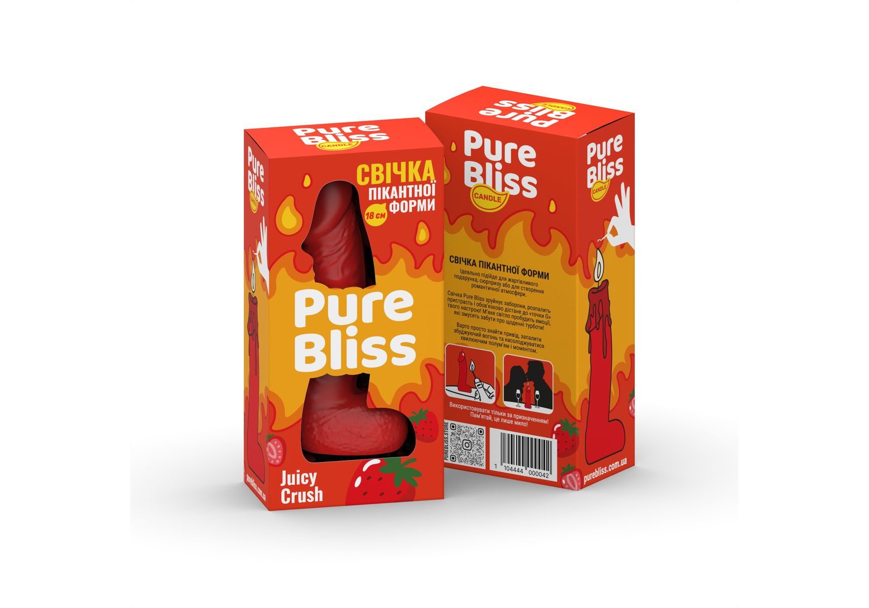 Свічка у формі фалоса Pure Bliss Red Juicy Crush з ароматом ягід, 18 см