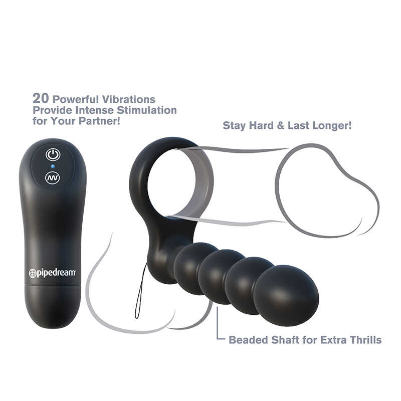 Насадка для двойного проникновения Pipedream C-Ringz Remote Control Double Penetrator Dildo, Black