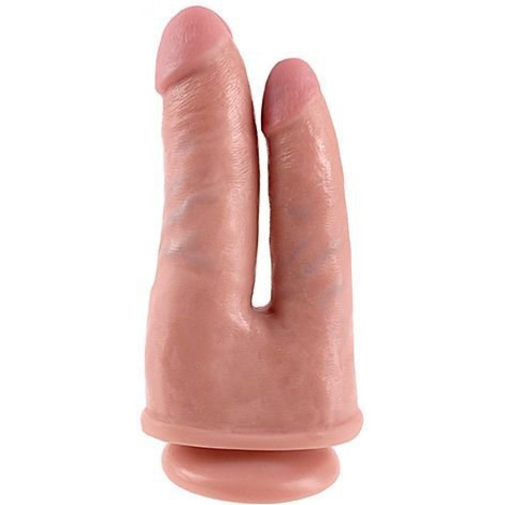 Фаллоимитатор двойной Pipedream King Cock реалистичный, на присоске, бежевый