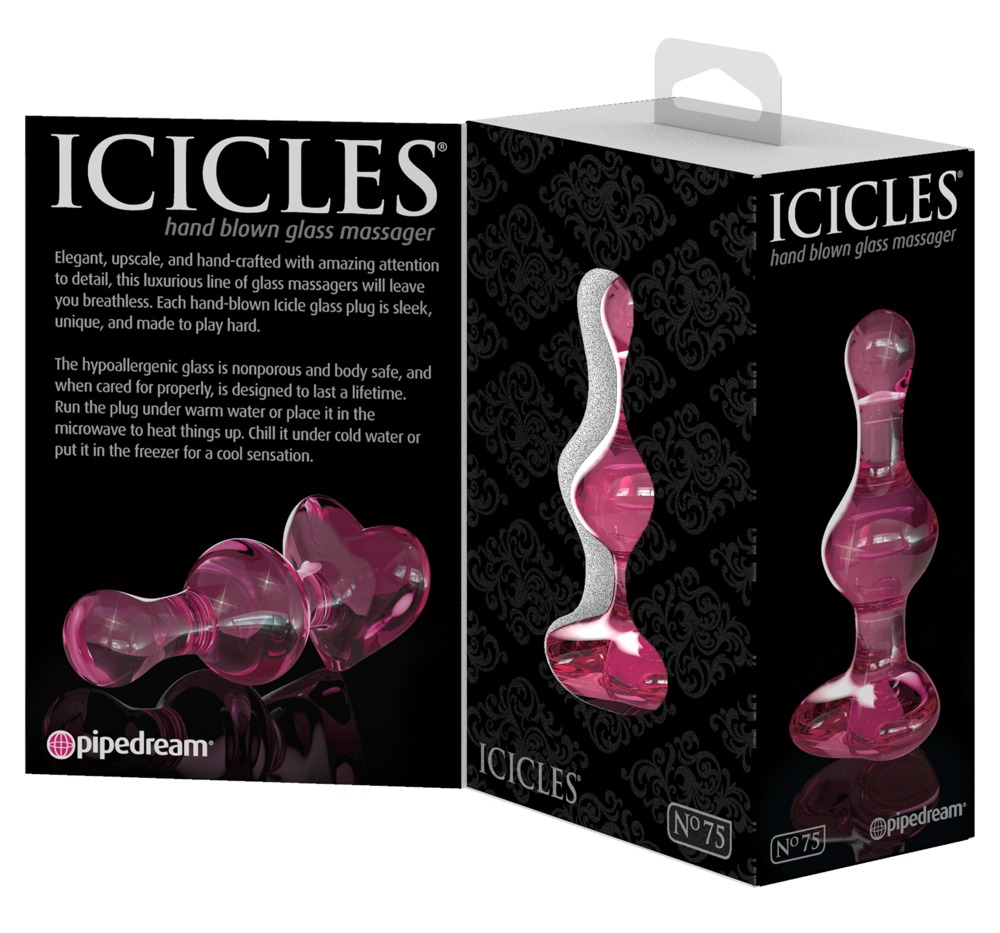 Скляний анальний затор серце Pipedream Icicles № 75