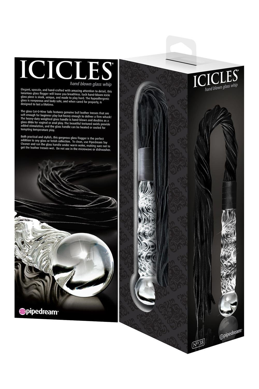 Фалоімітатор-батіг Pipedream Icicles No 38 скло та замш, 17 см