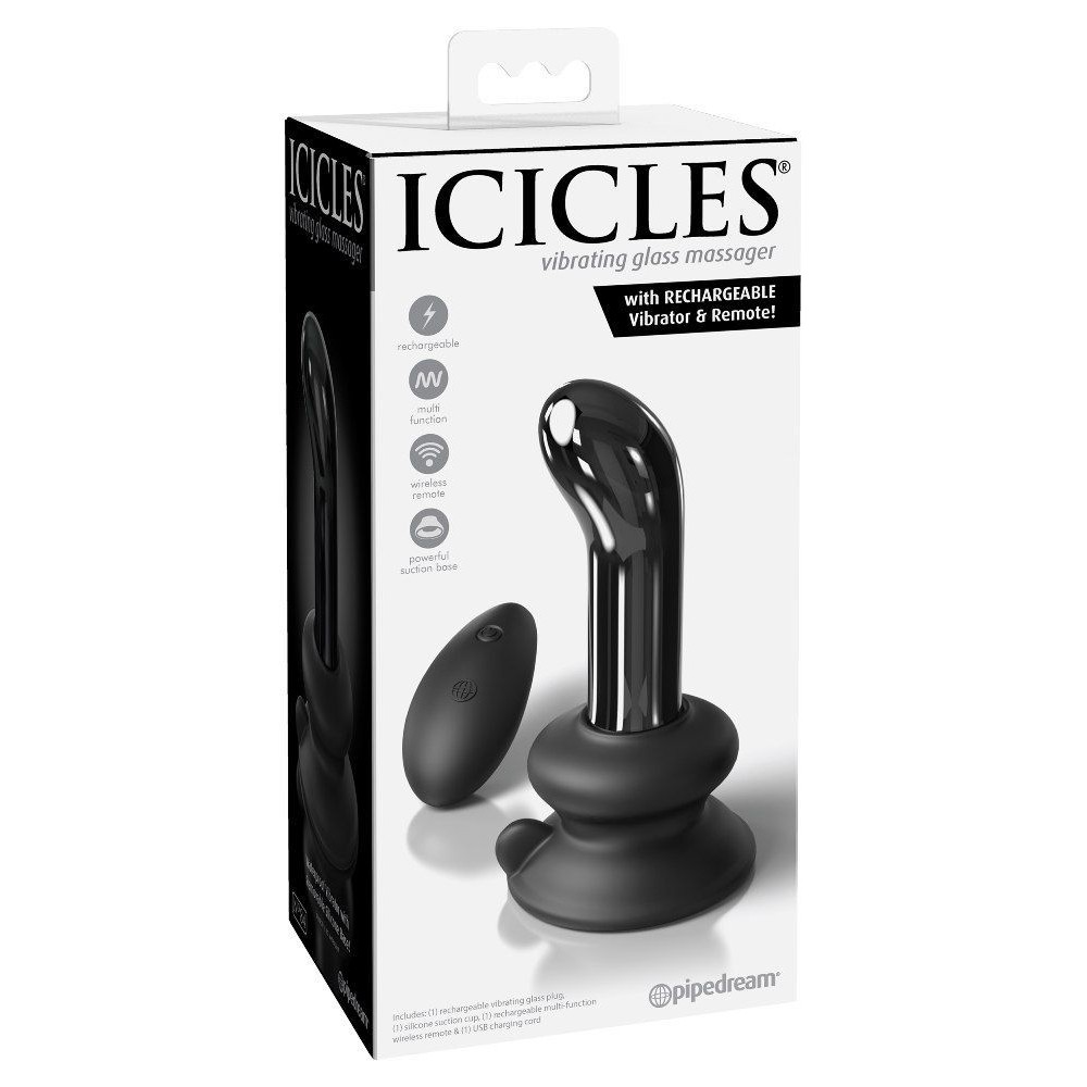 Скляний вібратор для точки G Pipedream Icicles No 84 чорний