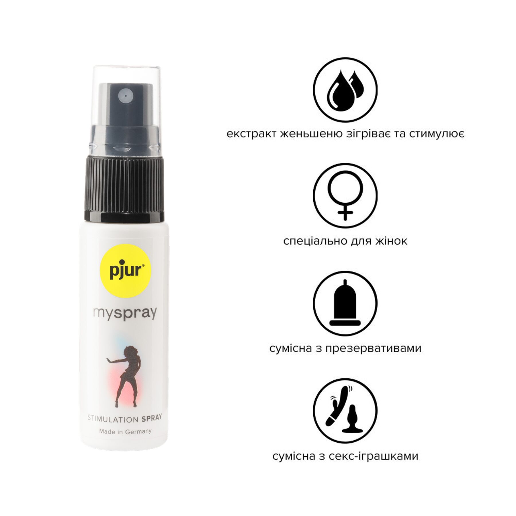 Збуджувальний спрей для жінок pjur myspray 20 мл, з екстрактом алое, ефект поколювання