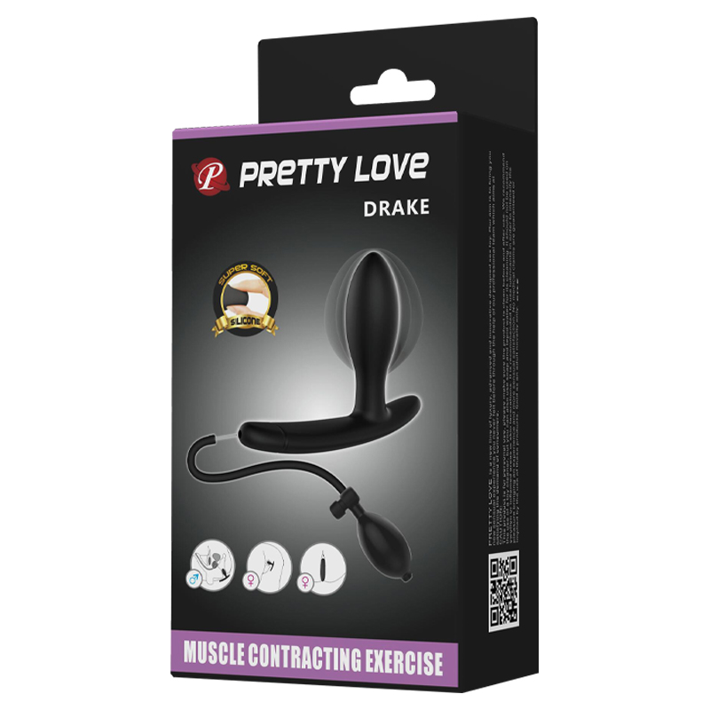Анальна пробка з накачуванням Pretty Love Drake, чорна, 7.8 х 2.5 см