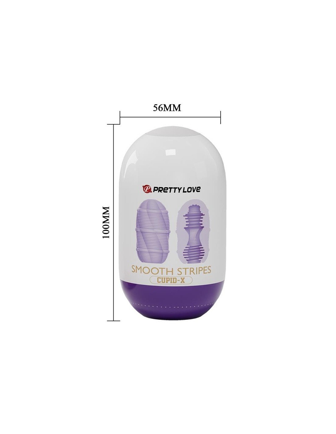 Мастурбатор міні з ребристим рельєфом Pretty Love Smooth Stripes Cupid X Egg, фіолетовий