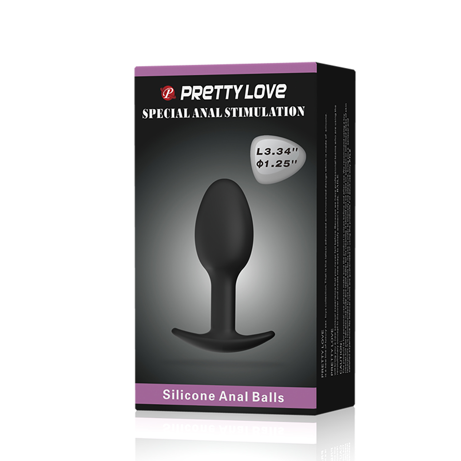 Анальна пробка силіконова PRETTY LOVE Heavy Balls, чорна, 8.4 х 3.2 см