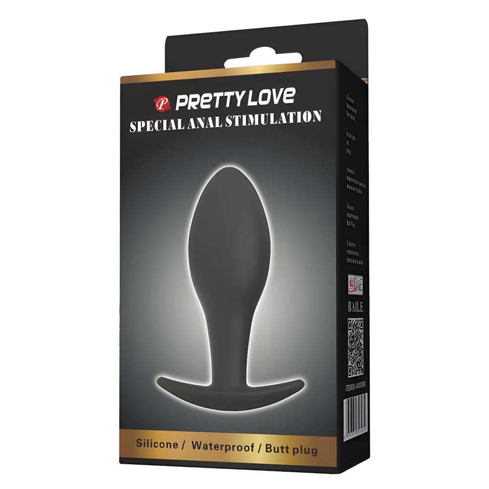 Анальна пробка Pretty Love Special з обмежувачем, чорна, 8,5 × 3,1 см