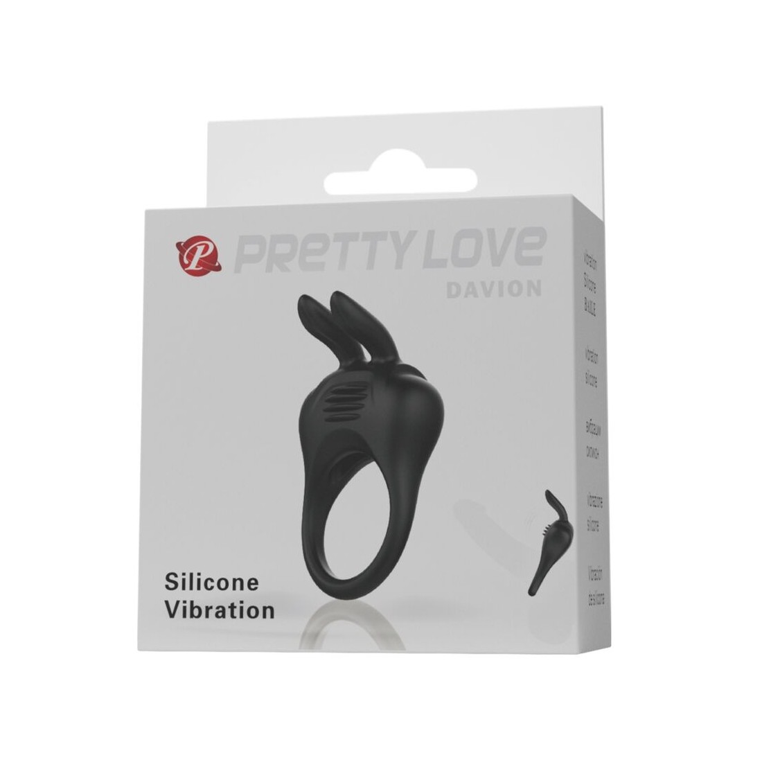 Вібро-ерекційне кільце з вушками Pretty Love чорне, 7.4 х 4.2 см