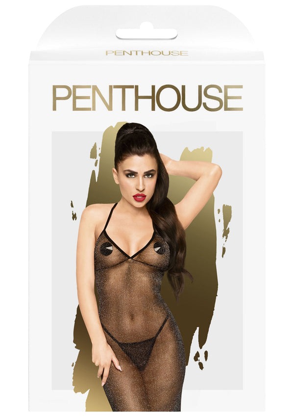 Сексуальное платье длинное полупрозрачное Penthouse блестящее, черное, S-L