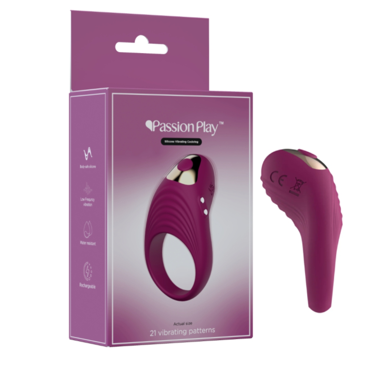 Ерекційне віброкільце Passion Play, фіолетове, 6.8×4.2 см