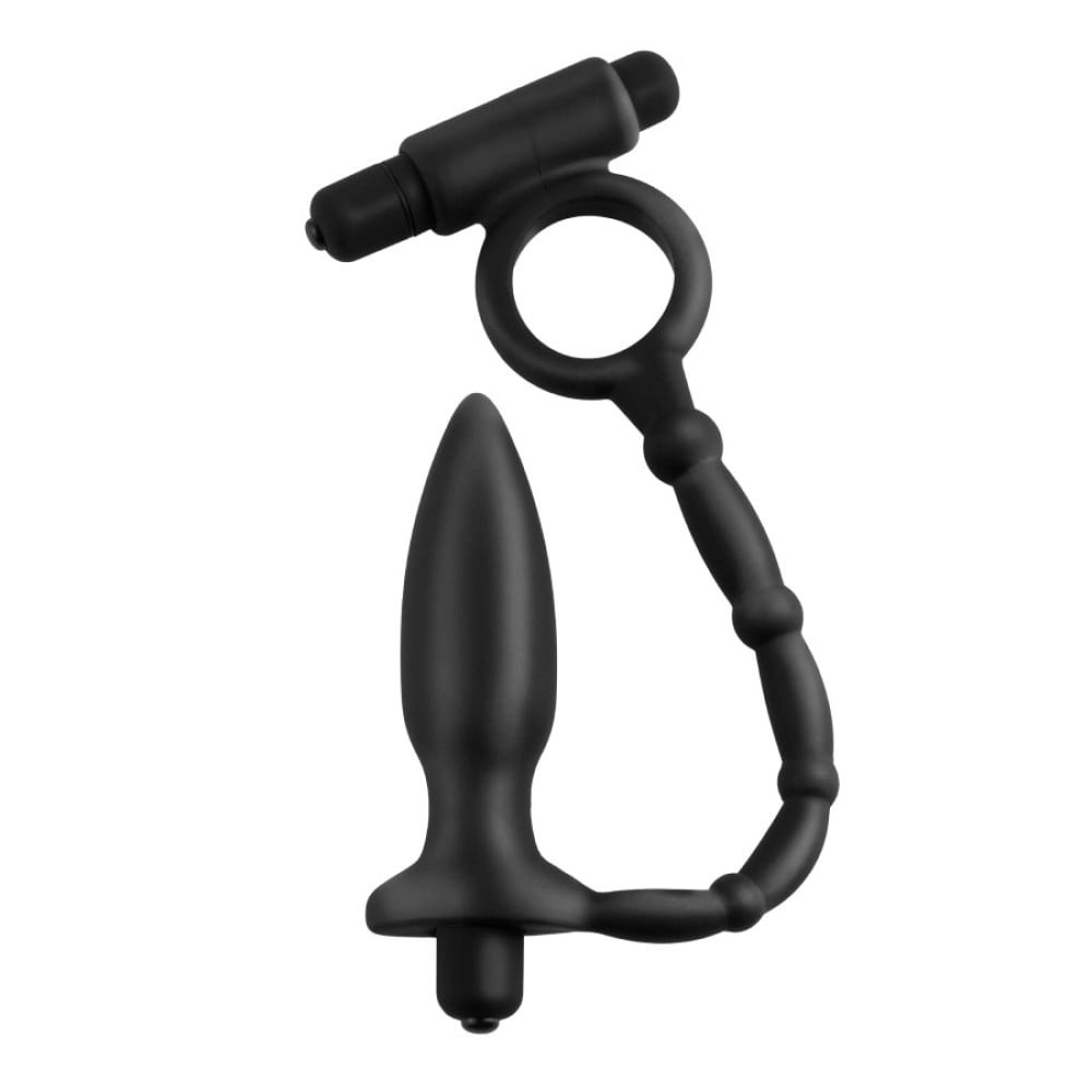 Анальна пробка з ерекційним кільцем Pipedream Anal Fantasy Collection з вібрацією, чорний
