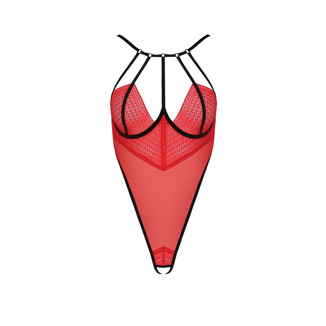 Боди с высоким вырезом бедра Passion Exclusive AKITA BODY L/XL, red