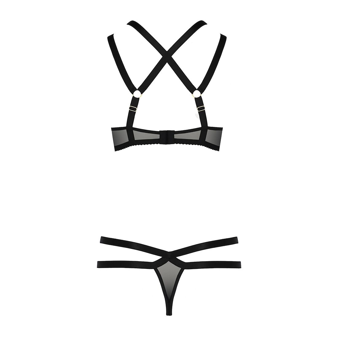Комплект белья Passion Exclusive HAGAR SET S/M, black, стрепы, трусики и лиф