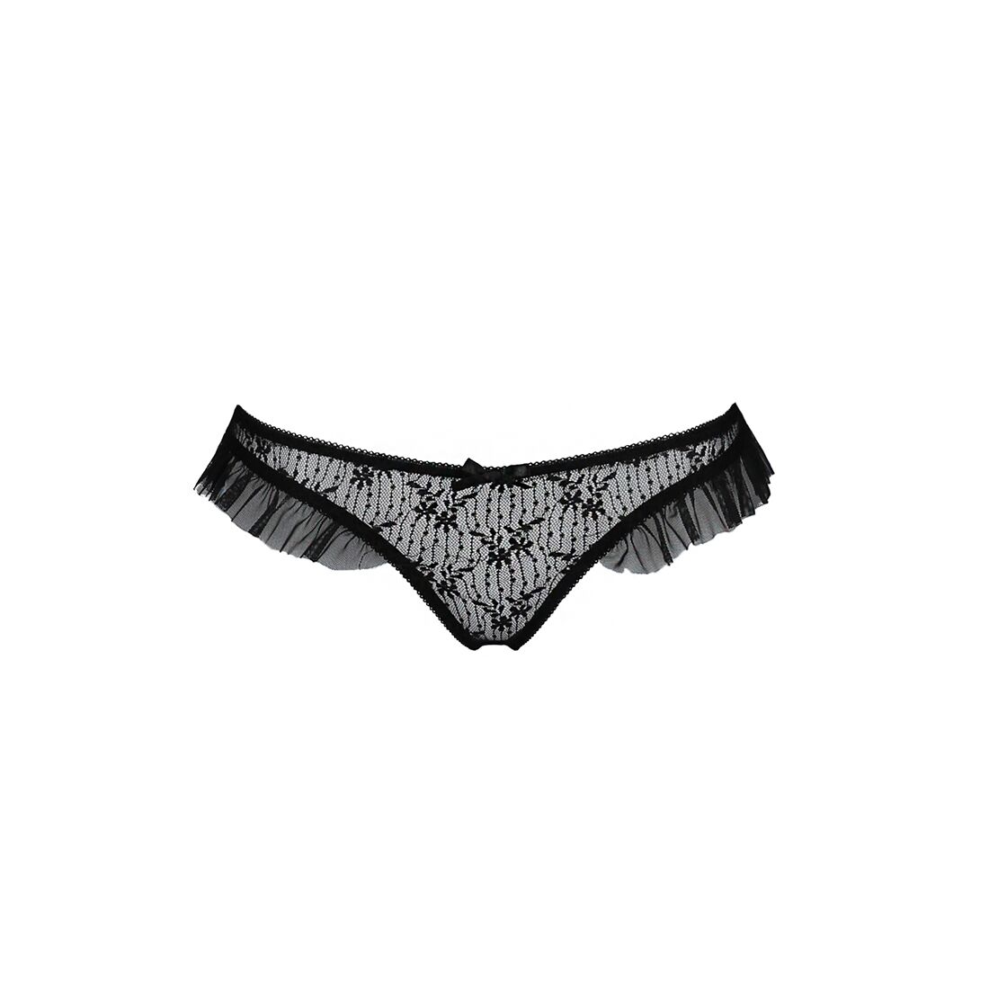 Трусики с оборками Passion Exclusive DONIA THONG XXL/XXXL, black