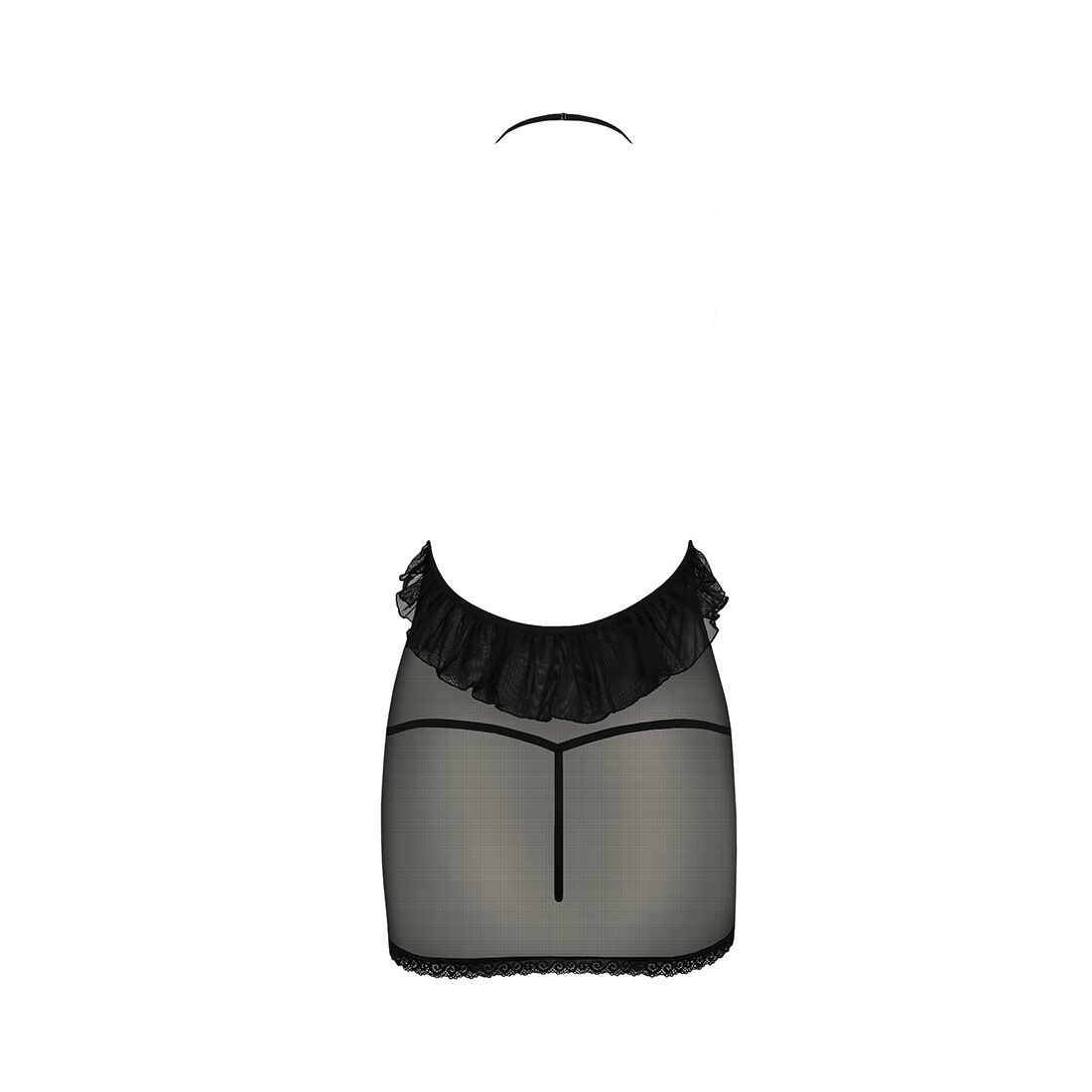 Сорочка прозора приталена Passion ERZA CHEMISE L/XL, black, трусики