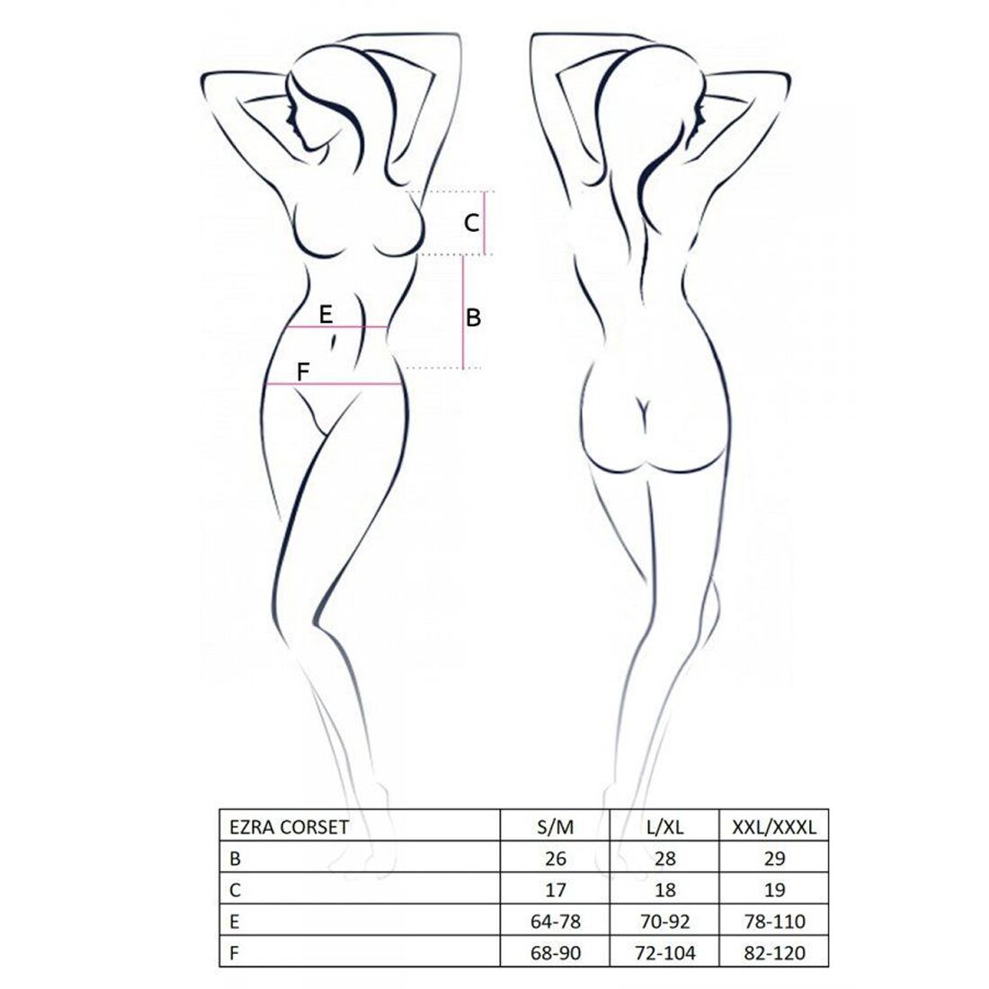 Корсет с декольте Passion ERZA CORSET XXL/XXXL, black, пажи, трусики, полупрозрачный