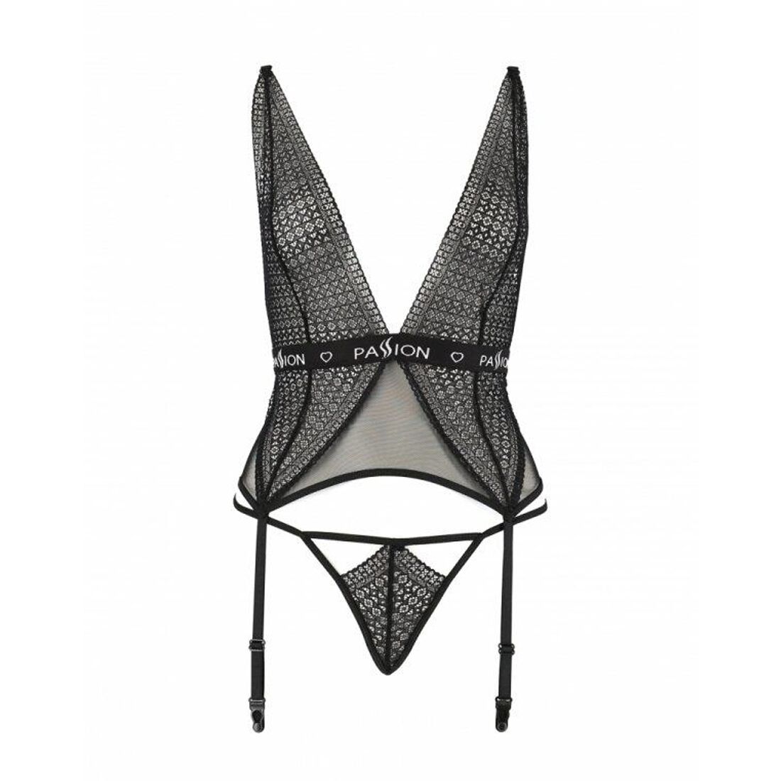 Напівпрозорий корсет Passion Exclusive MIRAJANE CORSET L/XL, black