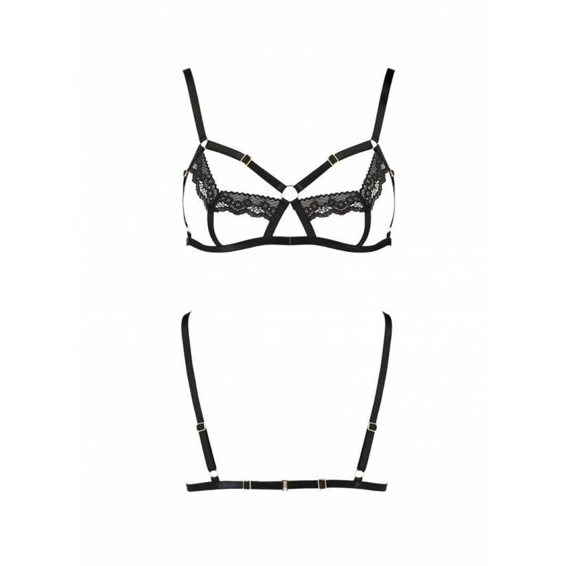 Бюстгальтер-стрепи з мереживом Passion Exclusive SOLON BRA S/M, black