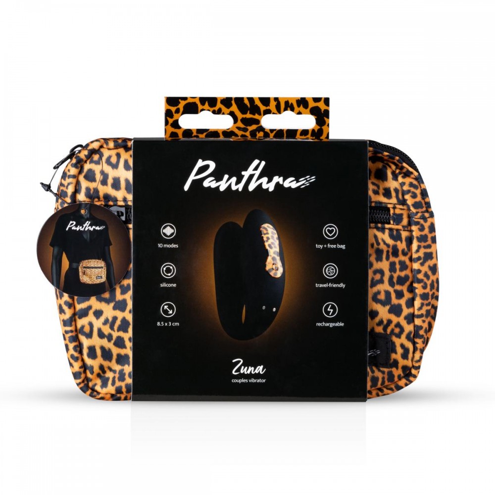 Вібратор для пар Zuna Couples Vibrator із сумочкою, чорний, Leopard