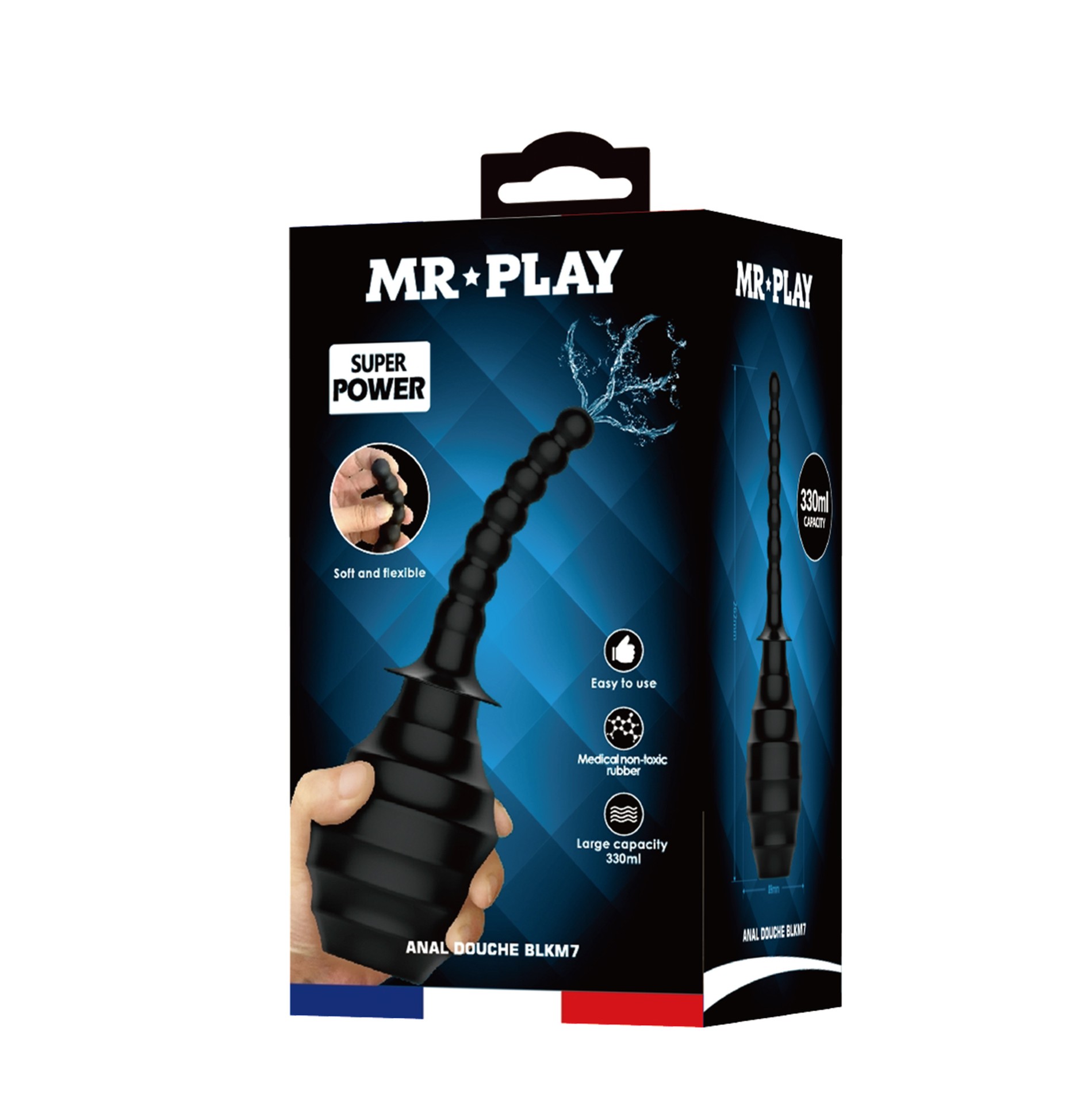 Анальний душ із гнучким носиком Pretty Love MR PLAY у вигляді анального стимулятора, чорний, 330 мл