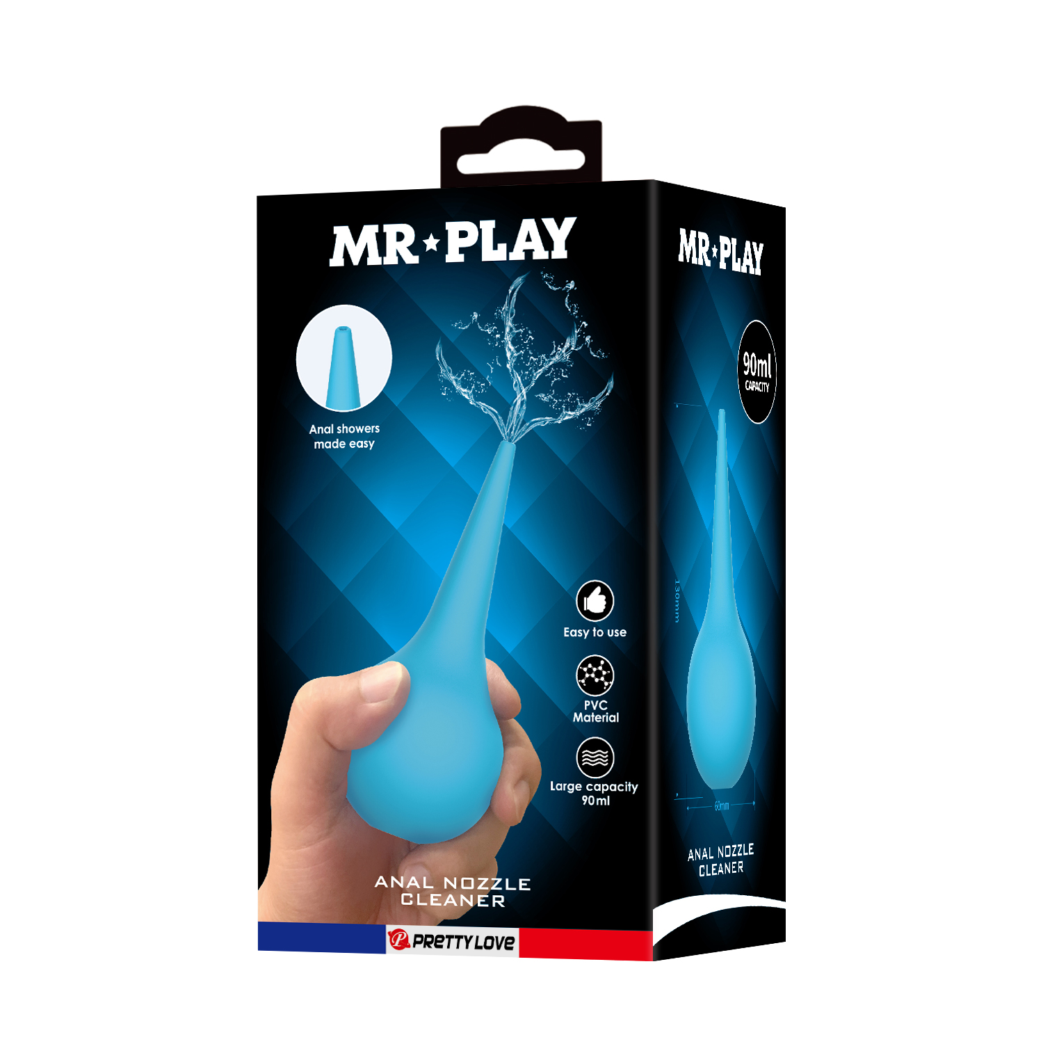 Анальний душ MR PLAY блакитний, 90 мл, 13 х 6 см