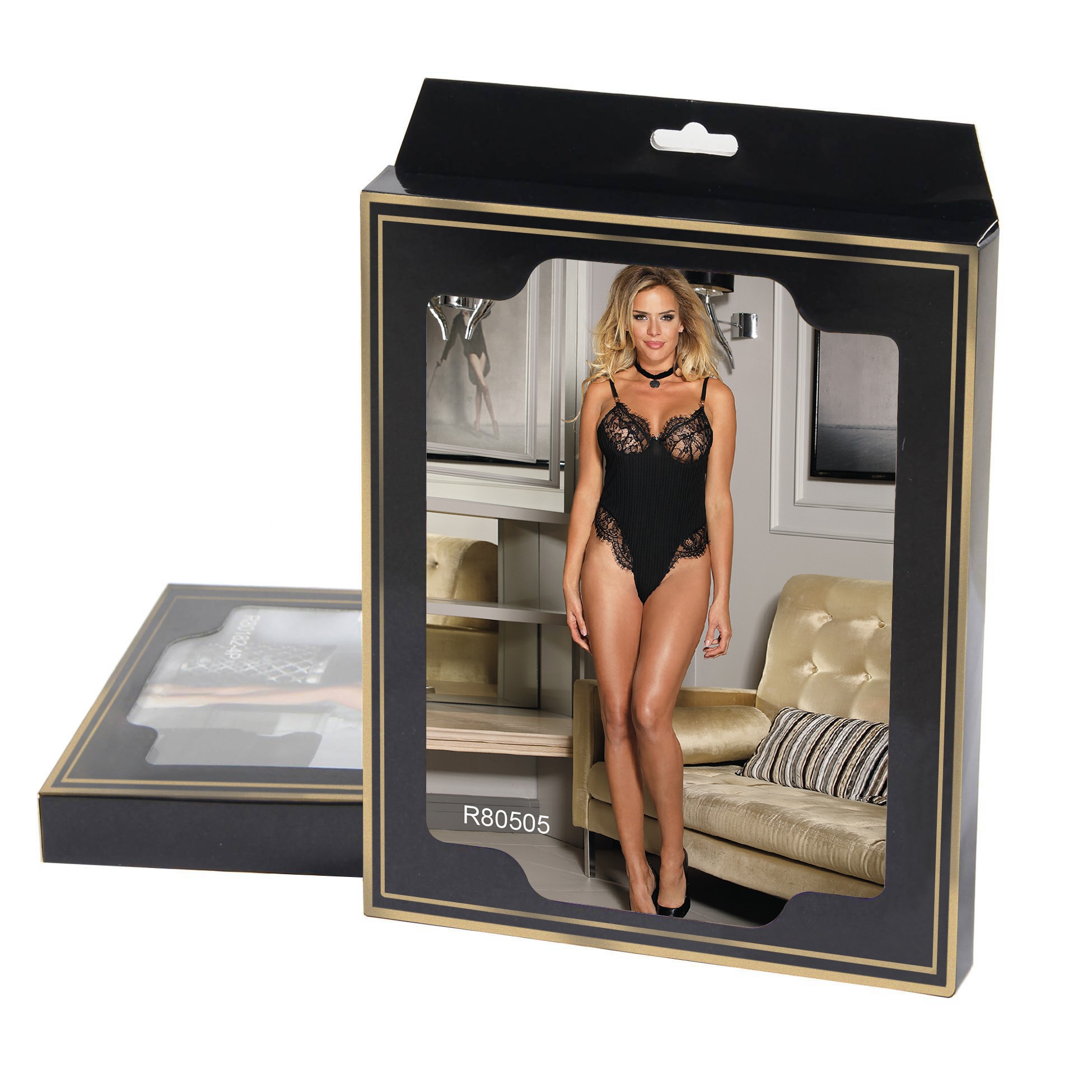 Боді з мереживом Star Night чорне, XL