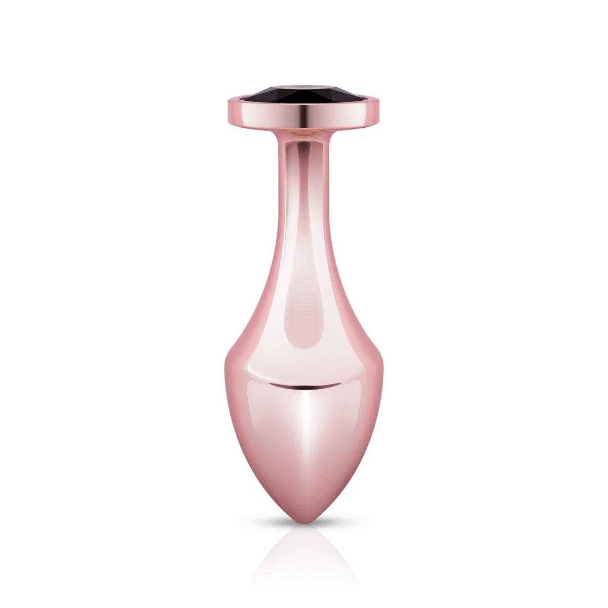Анальна пробка з чорним каменем Rosy Gold Nouveau золота