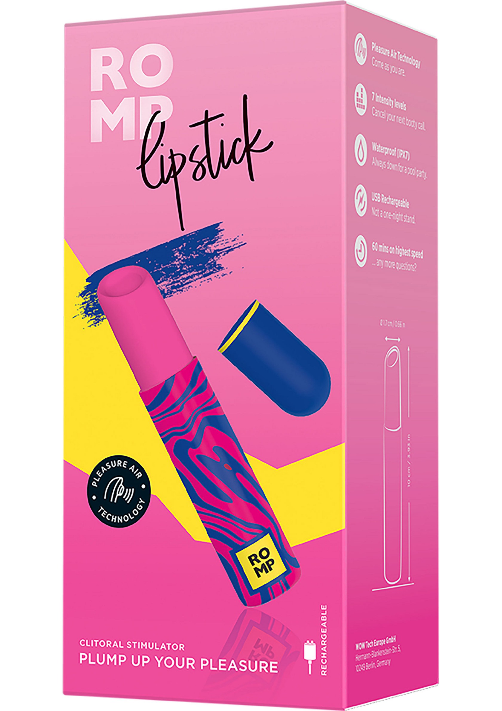 Кліторальний вібратор Romp Lipstick у вигляді губної памади, рожевий
