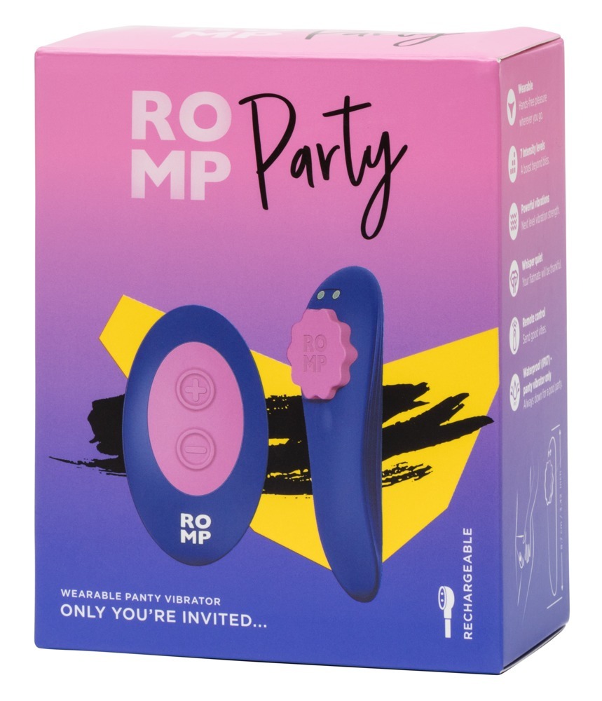 Вібратор у трусики ROMP Party з бездротовим пультом керування, синій
