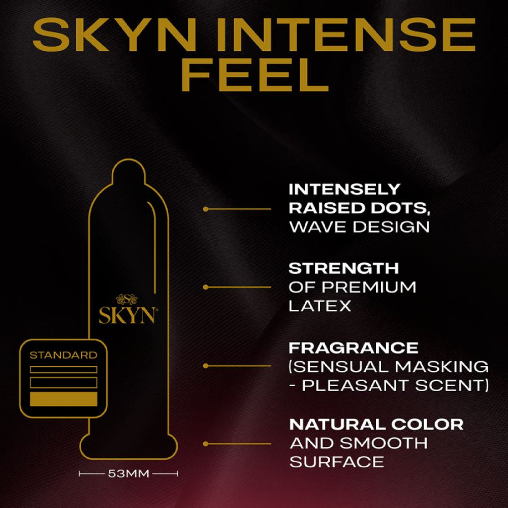 Презервативи з рельєфом Skyn Intense Feel, безлатексні (поліізопрен), 10 шт
